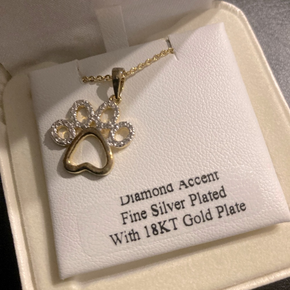 Diamond Accent Paw Print Necklace